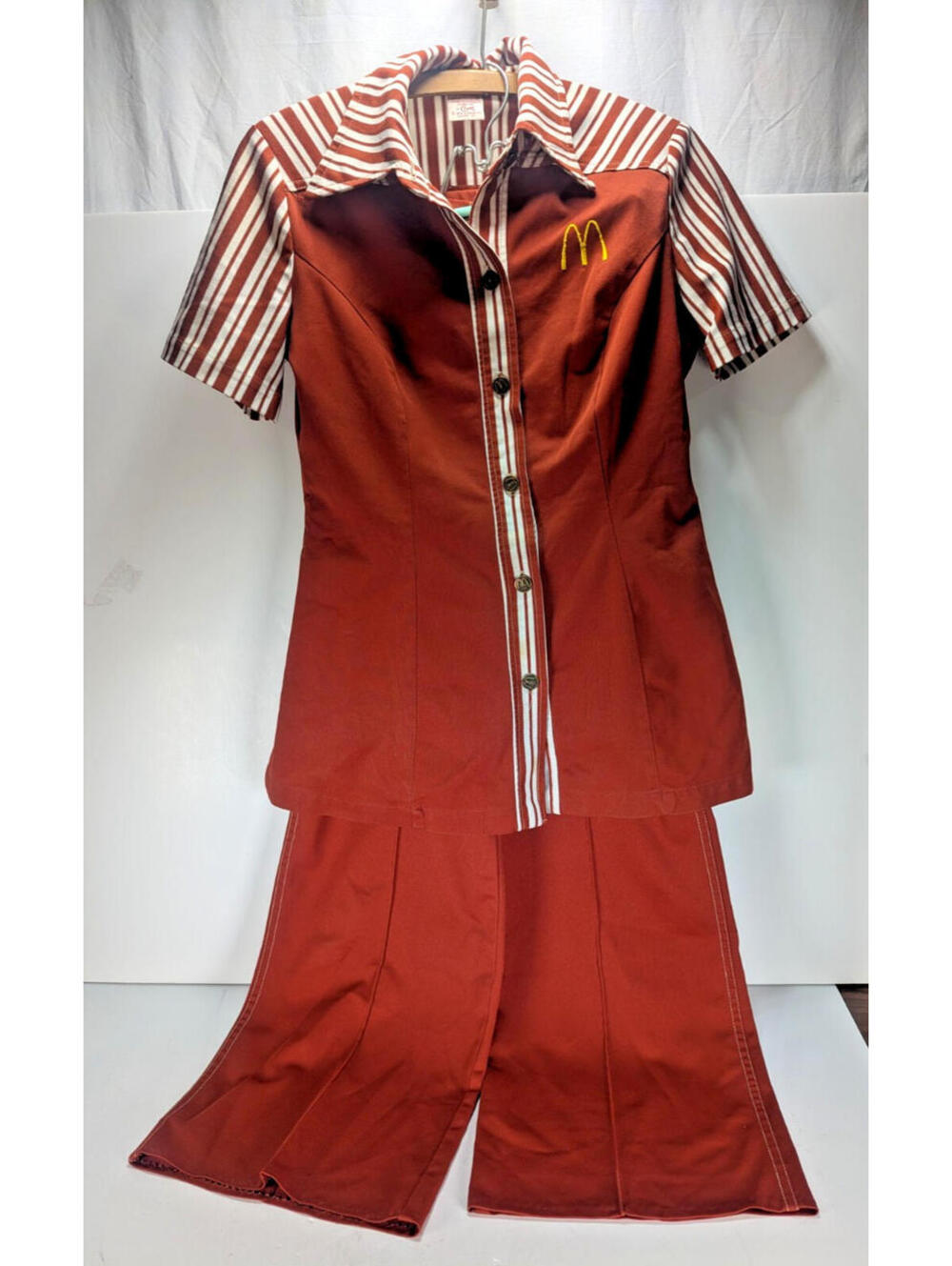 1976 McDonalds Restaurant Employee Rust/Brown Uniform Women's Sz 10 Top & Pants